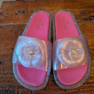 Kate Spade Pink Glitter Flower Sandals